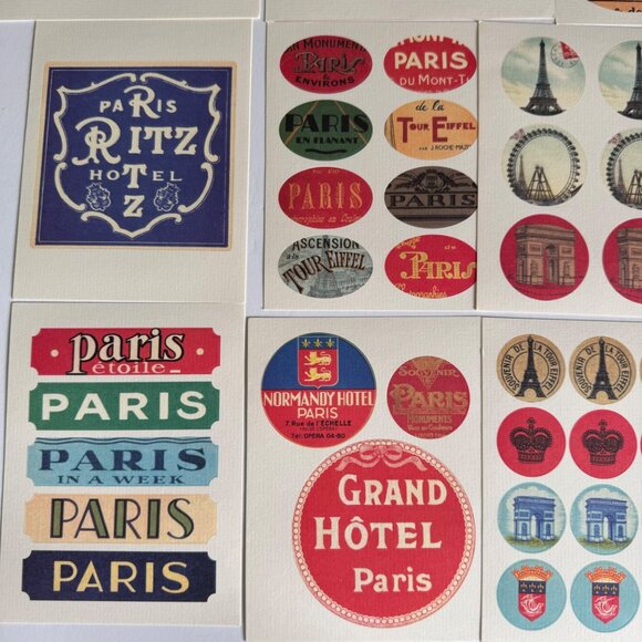 Vintage Paris Hotel Postcard & Sticker Collection in Metal Tin Vintage Style 42 - Picture 3 of 11